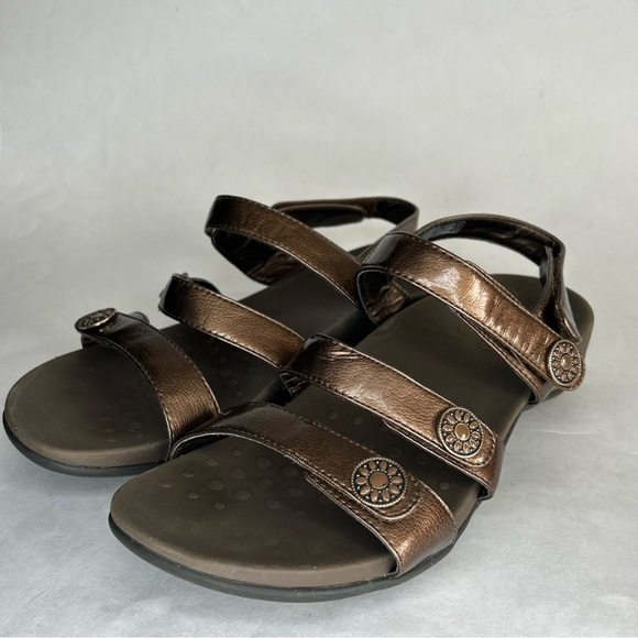 Vionic Shoes - Vionic Cathy Orthaheel Women's Triple Strap Sandals Size 9 Bronze Hook & Loop